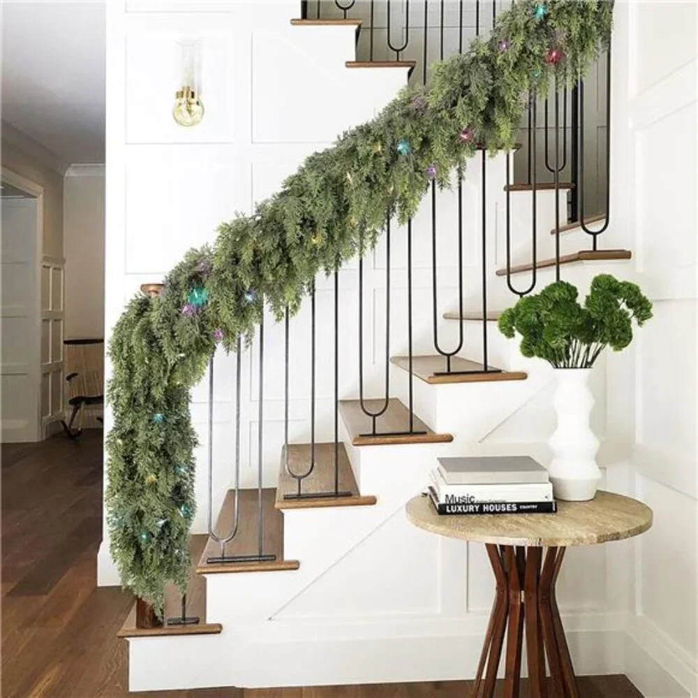 Christmas Garland with Lights for Mantle - Decorations 9ft Realistic